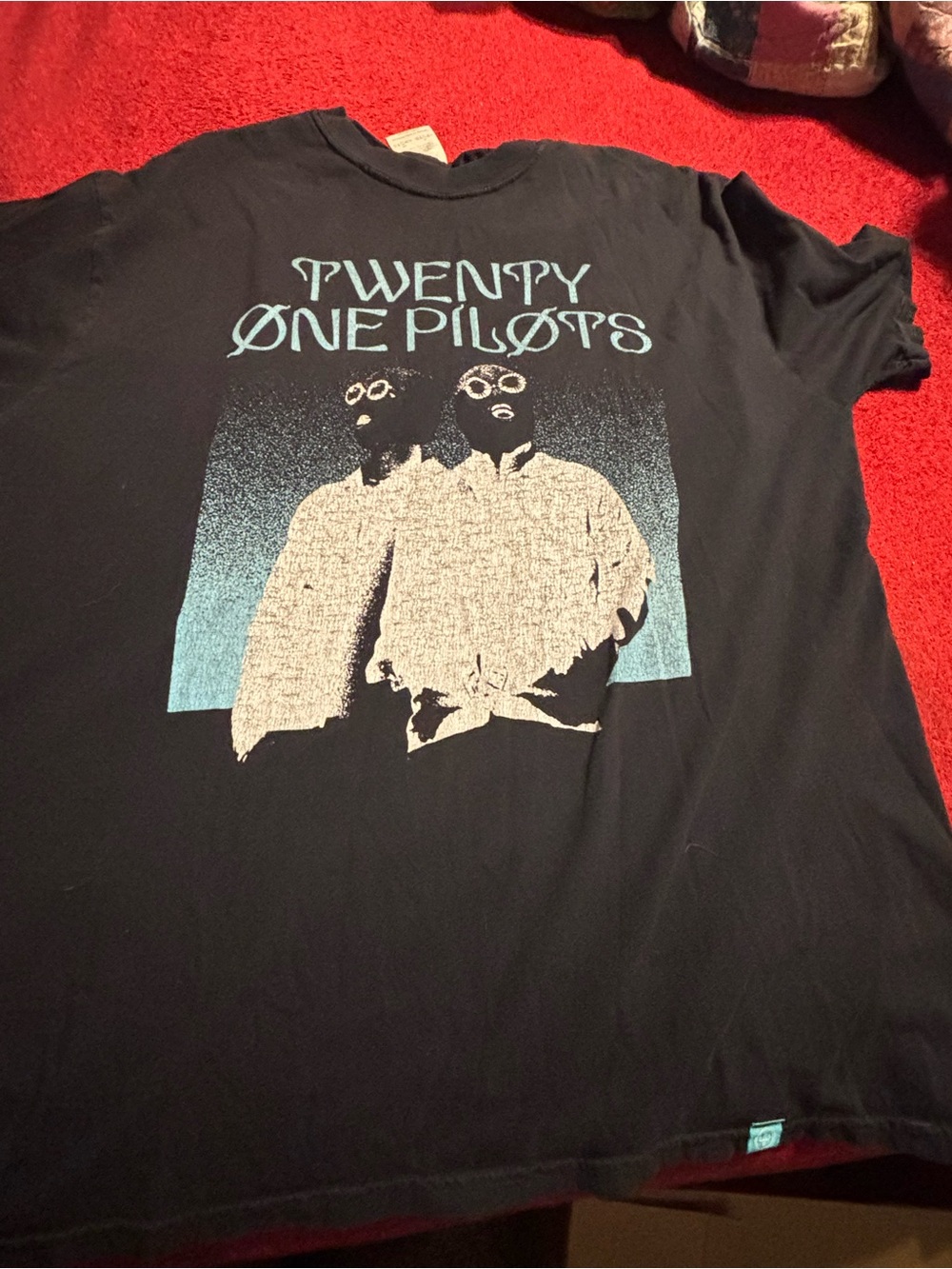 Twenty One Pilots The Icy Hot Tour Black Graphic Tee with Teal Print size XL